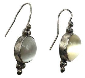 Vintage Sterling Silver Moonstone Dangle Earrings