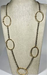Gold Over Sterling Silver Large Oval Link Necklace About 24' Long