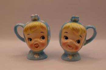 Napco Japan Ceramic Little Miss Cutie - Pies Salt And Papper Shakers No Stoppers