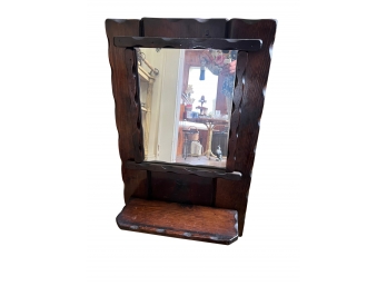 Vintage Solid Wood Mirror With Shelf