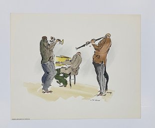 Vintage Lithograph Jazz Trio  In The Groove