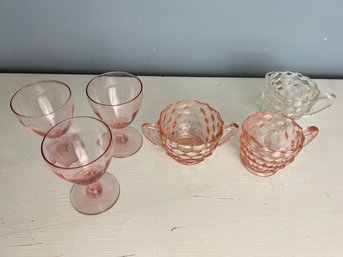 Jeanette Pink Depression Glass Sugar Cubes & More