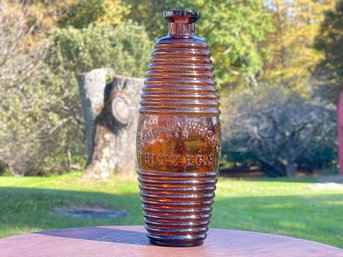 Creeley's Bourbon Whiskey Bitters Antique Barrel Form Amber Glass Bottle