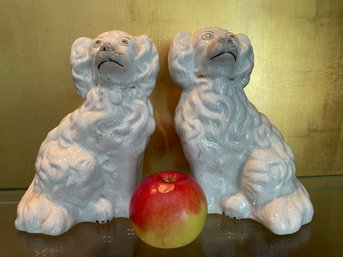 Pair Of 8.5' Tall Staffordshire Dogs.