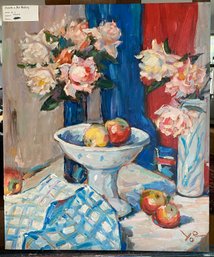 Oil On Canvas Still Life Signed Lower Right