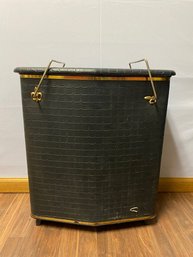 Vintage Black Quilted Style Hamper W/ Dual Handles