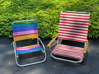 Two Folding Beach Chairs - Newer