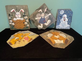 Bunny Slate Trivets Lot