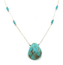 Beautiful Liquid Silver Turquoise Nugget Necklace