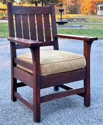 An Early 20th Century Mission Oak Arm Chair By Gustav Stickley