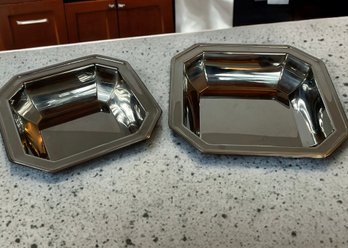 Pair Of Italian 18/10 Stainless Steel Serving Bowls