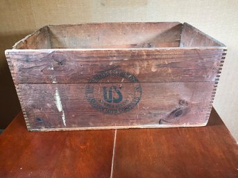 Very Nice Antique Wooden Shipping Crate From U S RUBBER COMPANY - Stamped That It Held Boys Shoes - NICE !