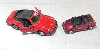 Red Die Cast Cars-MC Tot Porsche 911SC 1/36 Scale W/ Opening Doors And Matchbox 2002 PT Cruiser 160 Scale