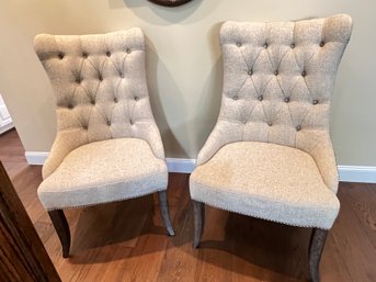 Two Beautiful, Stylish, Decorator, Fabric Nail Headed Chairs