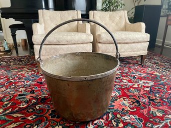 Massive Antique Copper & Iron Handled Pot