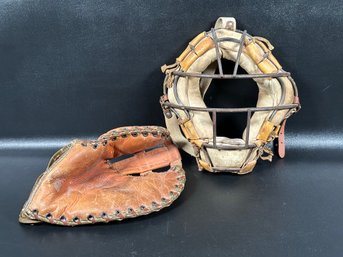 Vintage Baseball Glove & Catcher's Mask