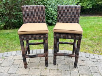 Pair Of Sunset West Bar Stools With Cushions