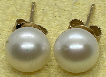 14K Gold Natural Pearl Stud Earrings