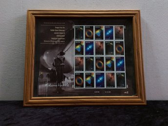 Framed Edwin Hubble Space Image Stamps Lot