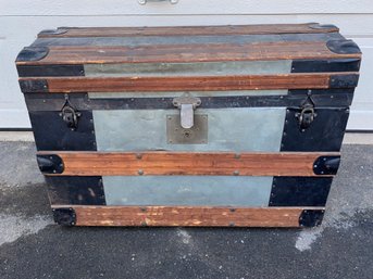 Antique Dome Top Trunk. Measures 30 3/8' Wide, 18' Deep And 21 1/4' Tall.