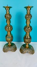 Brass Candle Holders With Filigree