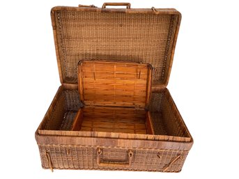 Charming Set Of Two (2) Wicker Suitcases