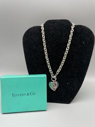 Tiffany And Co' - Double Heart Sterling Silver Necklace.