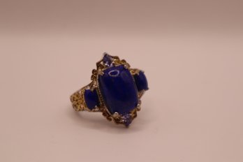 925 Sterling Silver And Gold Accents With Blue Lapis And Purple Stones 'STS' Chuck Clemency Ring Size 11