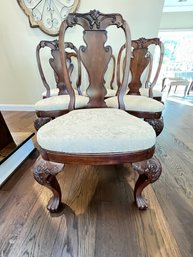 Set Of 6 Carved, Paw Feet, 'T' Back Monticello Chairs, Matching