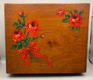 Floral Painted Wooden Jewelry Box