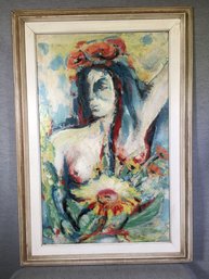 Fantastic Vintage Oil On Canvas By PIETRO BELLINA - Zigara In 1974 - Listed Artist - Original Frame - NICE !