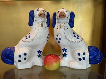 Pair Of 10.5' Tall Staffordshire Dogs.