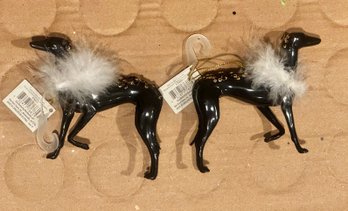 Pair Of Matching Black Greyhound Ornaments