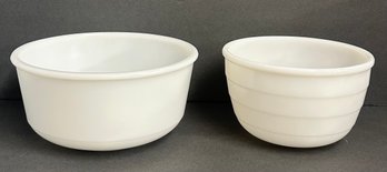 Lot Of 2 1960s Milk Glass Mixing Bowls