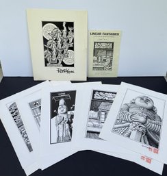 Unique Set Of Signed & Stamped Robert Krause Prints 'Linear Fantasies'