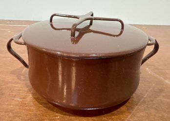 Vintage Dansk Designs France IHQ Chocolate Brown Enamel Dutch Oven Stock Pot With Lid