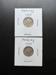 2 Mercury Dimes 1943, 1944