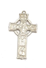 Vintage Antaya Designer Sterling Silver Large Religious Figures Cross Pendant