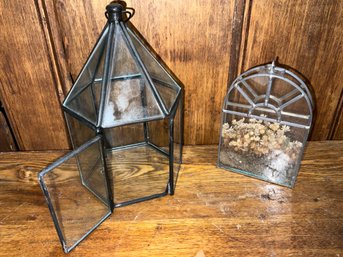 Leaded Glass 6 Sided Terrarium House And Doorway Display