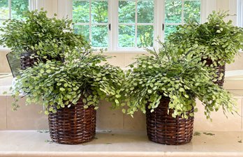 High Quality Faux Greenery In Wicker Planters