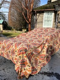 A Linen Bed Spread - Indian Paisley - Full