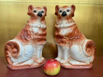 Pair Of 12.5' Tall Staffordshire Dogs.