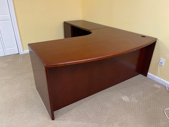 OSP Furniture Sonoma L Shape Bow Front Executive Desk In Dark Cherry By Office Star