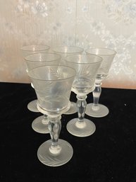 Cordial Glass Berry Leaf Etch Sherry Cup