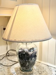 Glass Table Lamp Filled With Mussel Shells