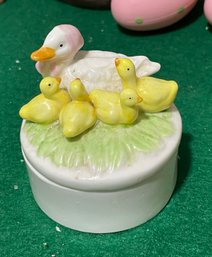 1980s Schmid Porcelain Duck & Chicks Trinket Box