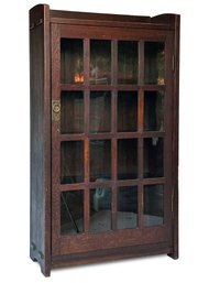 An Early 20th Century Mission Oak Single Door Bookcase By Gustav Stickley, Signed