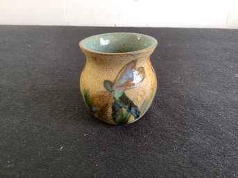 Dragonfly Glazed Miniature Pottery Vase