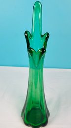 Mid Century Five Finger Green Swung Vase