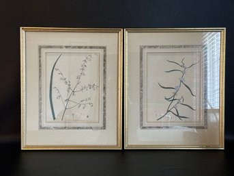 A Lovely Pair Of Hand-Engraved & Colored Botanical Prints